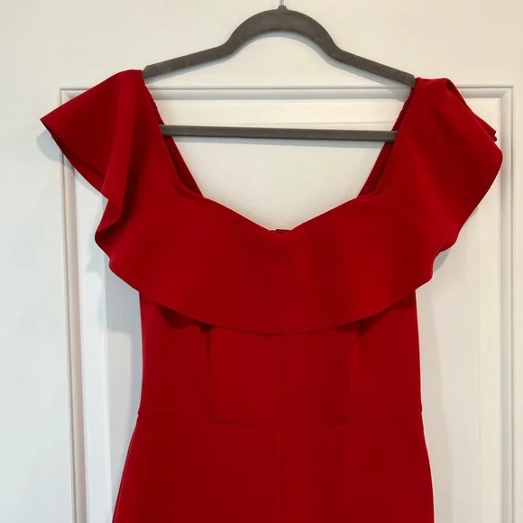 H&M Red Off the Shoulder Jumpsuit, Size 10 - Picture 4 of 8